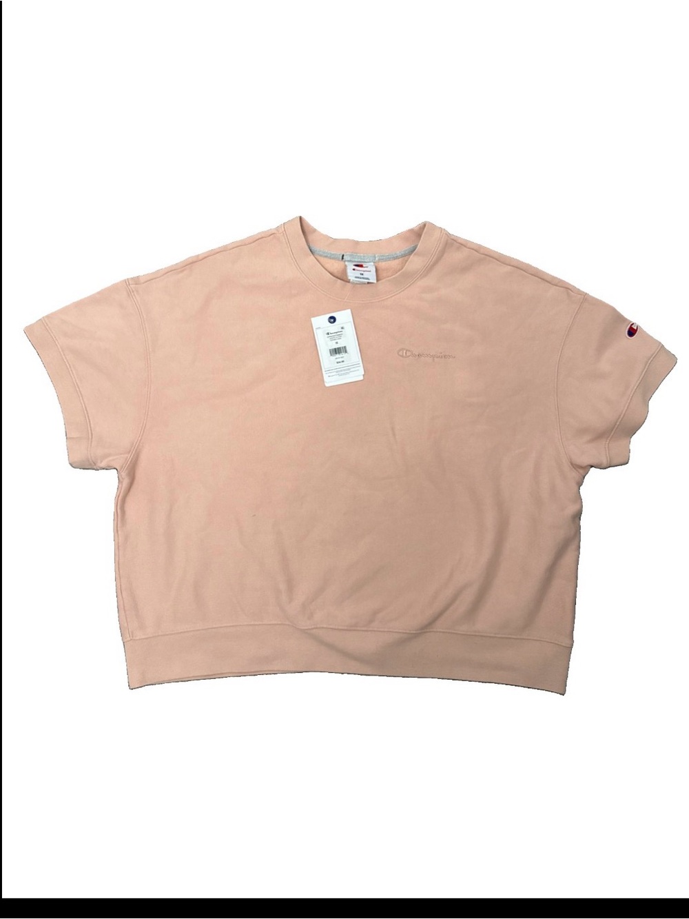 Champion Women's Classic Crewneck Short Sleeve Sweatshirt Medium Pink Size 1x